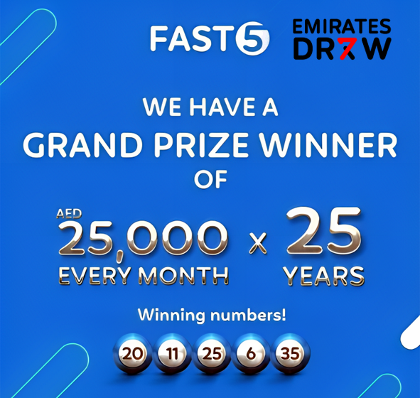  سحب الإمارات للسحوبات ” فاست 5″ : أول فائز بالجائزة الكبرى للسحب خلال أقل من 8 أسابيع على انطلاقه