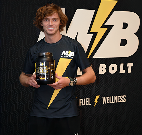  Andrey Rublev and Aster Pharmacy launch Muscle Bolt, a sports nutrition supplement designed to improve the health of fitness enthusiasts and athletes