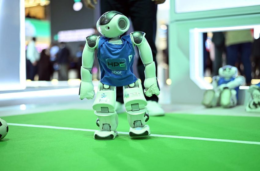 Goal for HPE.. Robots seen playing football at GITEX